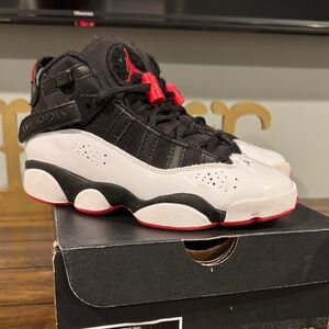 Jordan Kids Black and White Sneakers with Red Accents 🔥HTG 🔥 Size 4 Kids